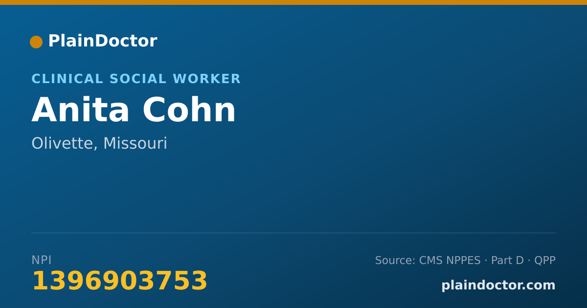 Shareable card for Anita Cohn - Clinical Social Worker, Olivette, MO