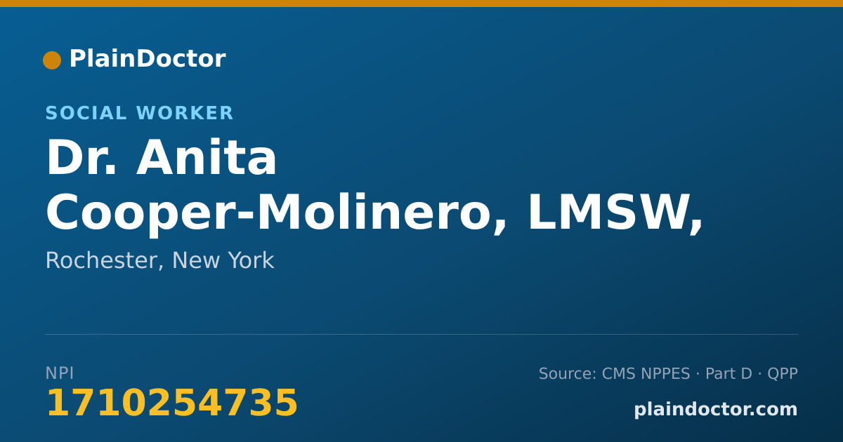 Shareable card for Anita Cooper-Molinero, LMSW, PHD - Social Worker, Rochester, NY