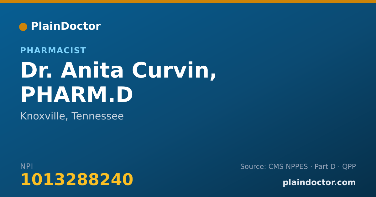 Shareable card for Anita Curvin, PHARM.D - Pharmacist, Knoxville, TN