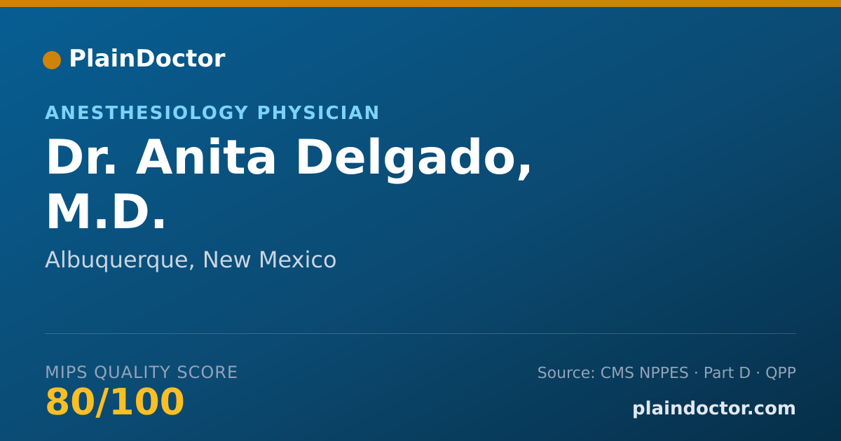 Shareable card for Anita Delgado, M.D. - Anesthesiology Physician, Albuquerque, NM