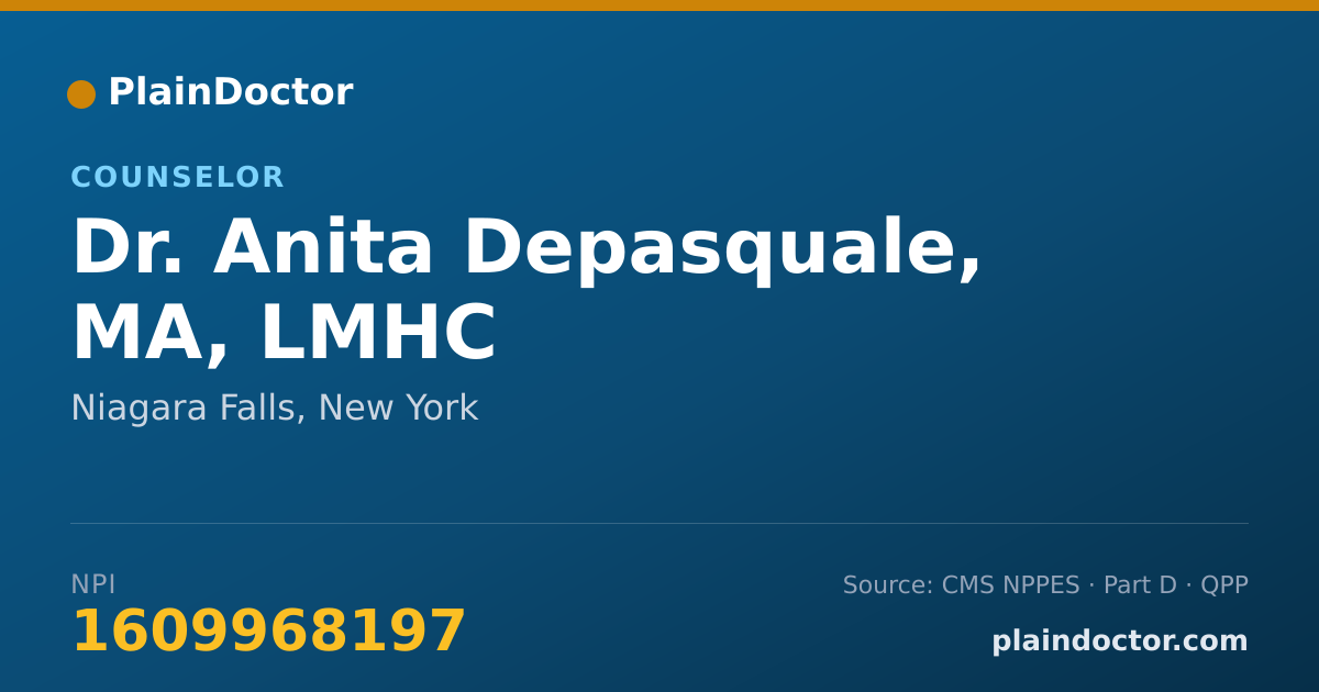 Shareable card for Anita Depasquale, MA, LMHC - Counselor, Niagara Falls, NY