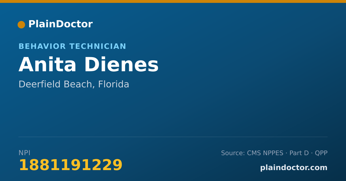 Shareable card for Anita Dienes - Behavior Technician, Deerfield Beach, FL