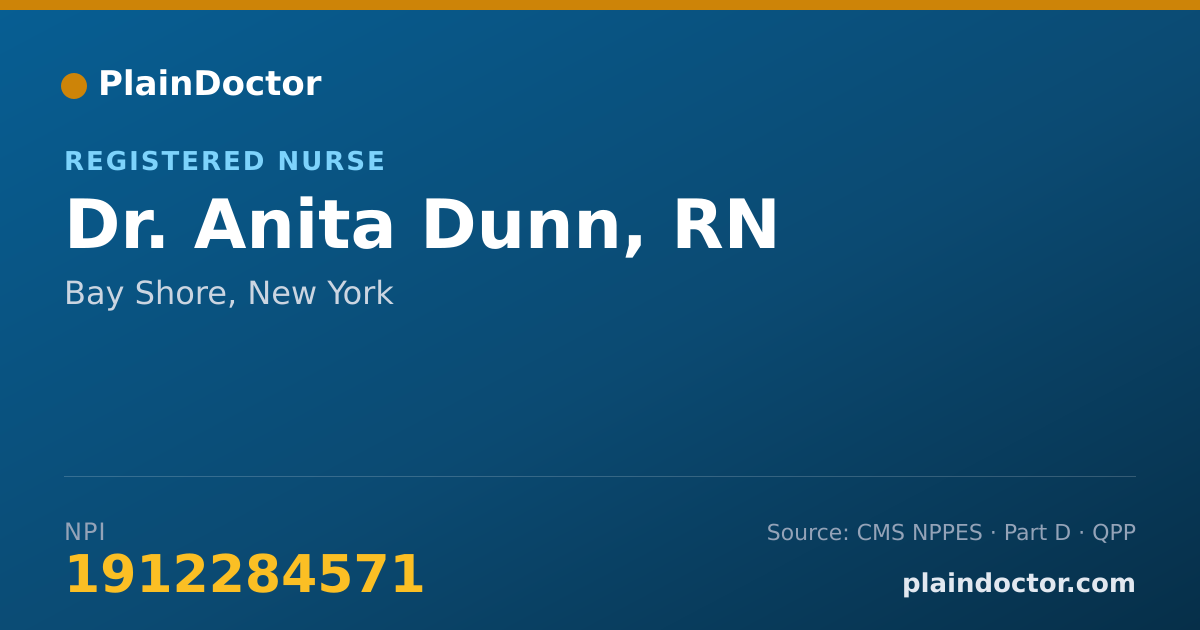 Shareable card for Anita Dunn, RN - Registered Nurse, Bay Shore, NY