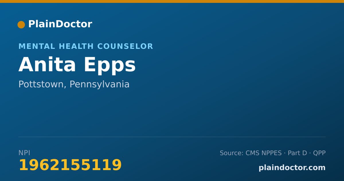 Shareable card for Anita Epps - Mental Health Counselor, Pottstown, PA