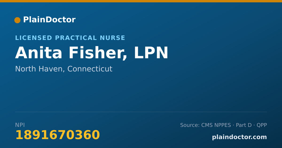 Shareable card for Anita Fisher, LPN - Licensed Practical Nurse, North Haven, CT