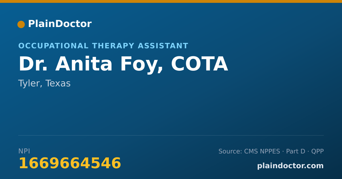 Shareable card for Anita Foy, COTA - Occupational Therapy Assistant, Tyler, TX