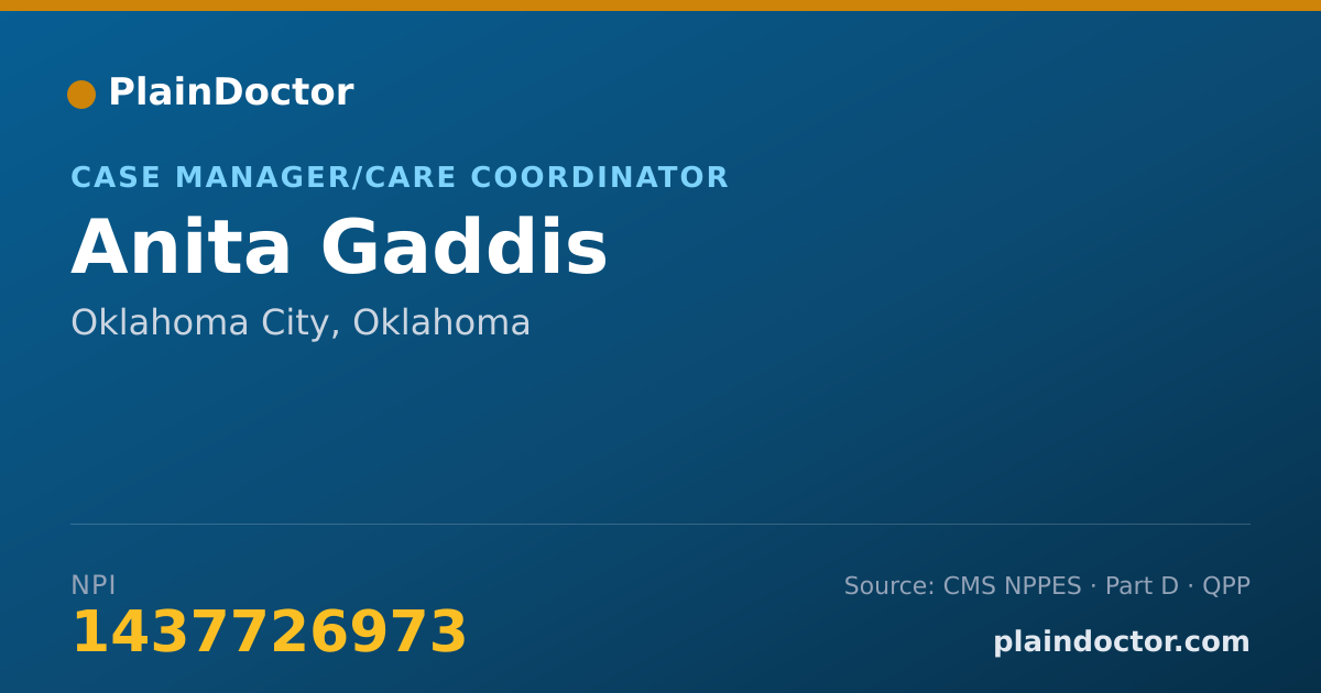 Shareable card for Anita Gaddis - Case Manager/Care Coordinator, Oklahoma City, OK
