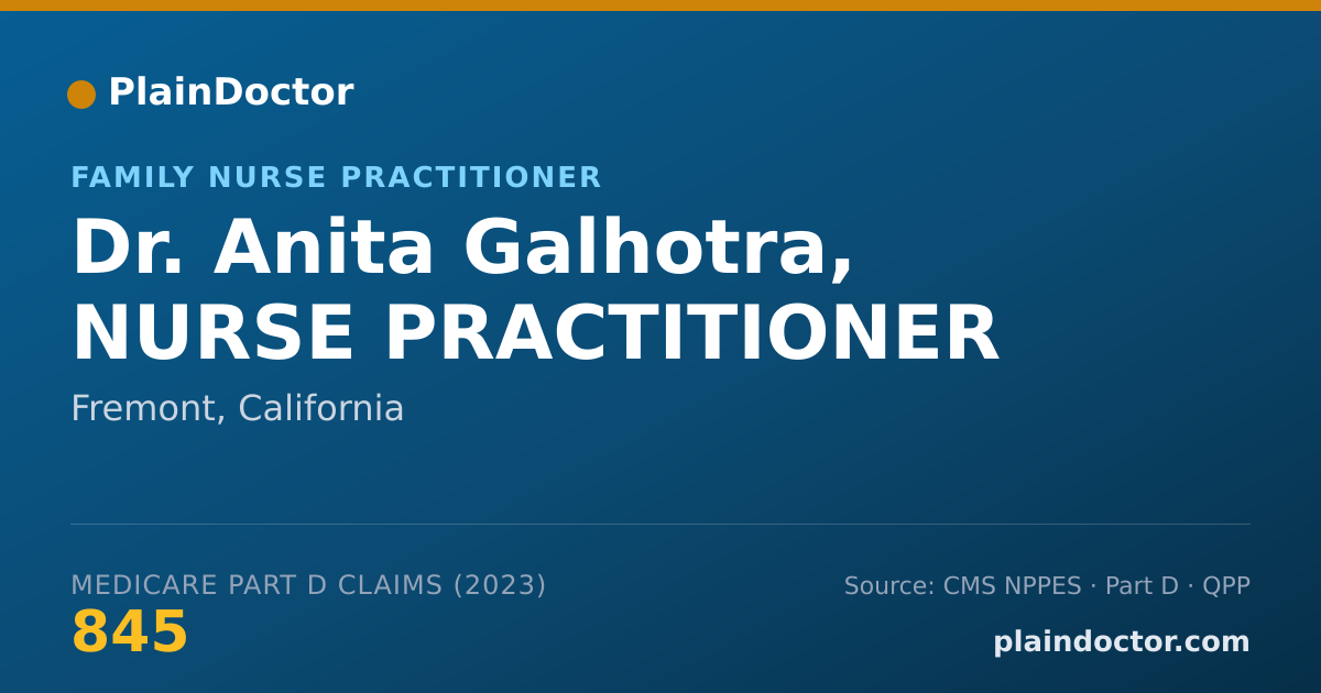 Shareable card for Anita Galhotra, NURSE PRACTITIONER - Family Nurse Practitioner, Fremont, CA