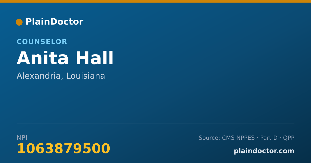 Shareable card for Anita Hall - Counselor, Alexandria, LA