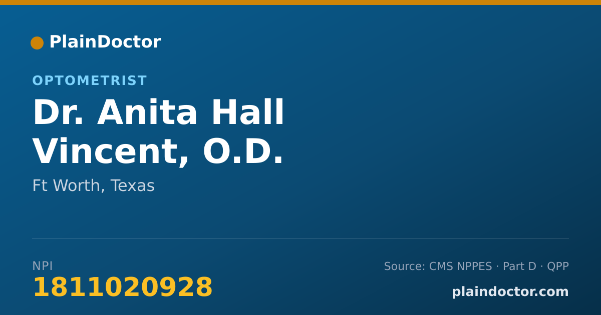 Shareable card for Anita Hall Vincent, O.D. - Optometrist, Ft Worth, TX