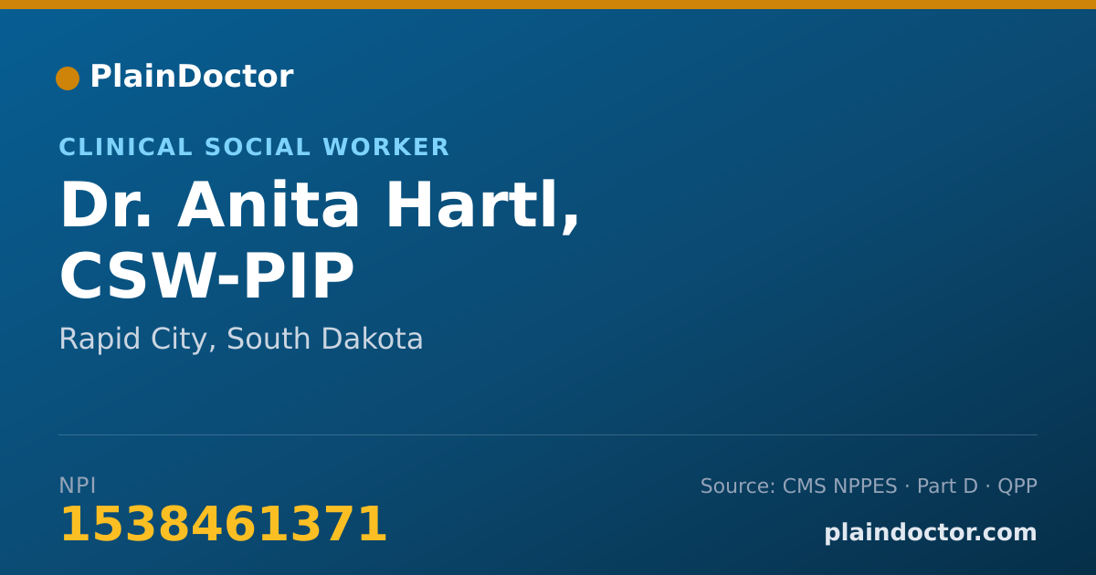 Shareable card for Anita Hartl, CSW-PIP - Clinical Social Worker, Rapid City, SD
