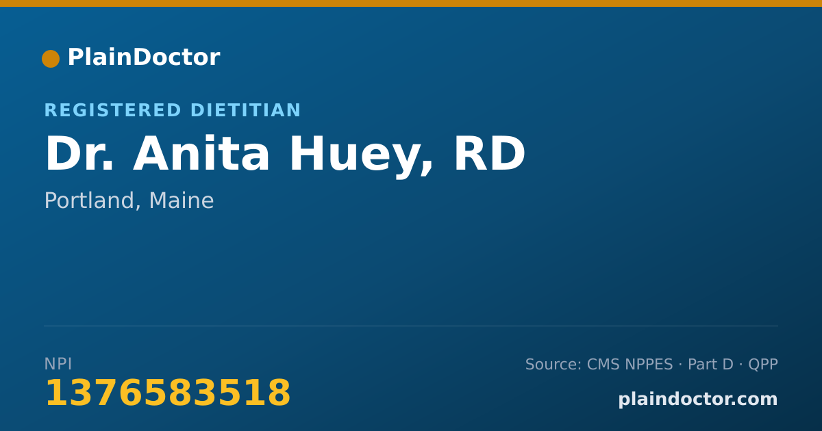 Shareable card for Anita Huey, RD - Registered Dietitian, Portland, ME