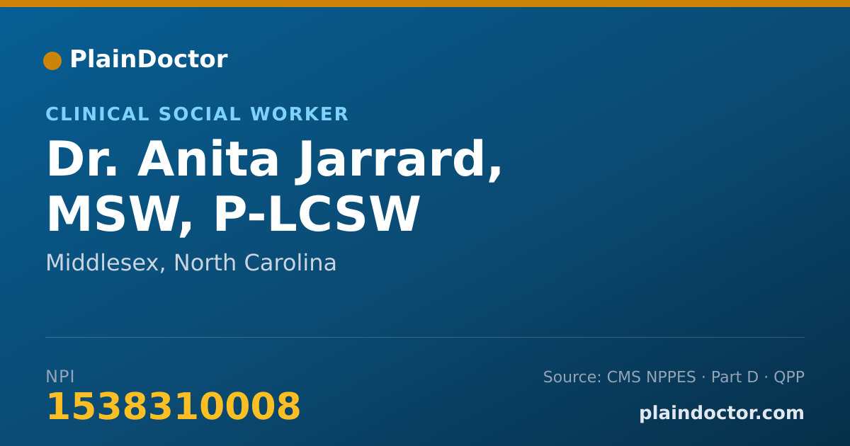 Shareable card for Anita Jarrard, MSW, P-LCSW - Clinical Social Worker, Middlesex, NC