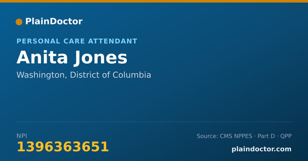 Shareable card for Anita Jones - Personal Care Attendant, Washington, DC