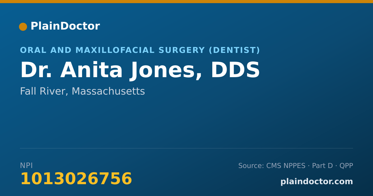 Shareable card for Anita Jones, DDS - Oral and Maxillofacial Surgery (Dentist), Fall River, MA