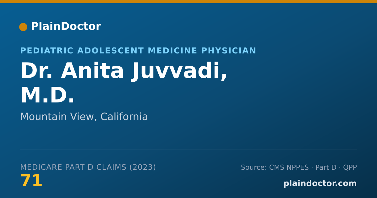 Shareable card for Anita Juvvadi, M.D. - Pediatric Adolescent Medicine Physician, Mountain View, CA