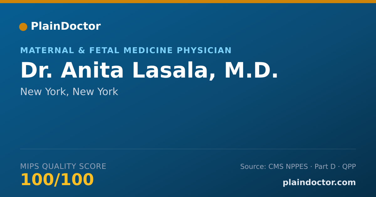 Shareable card for Anita Lasala, M.D. - Maternal & Fetal Medicine Physician, New York, NY