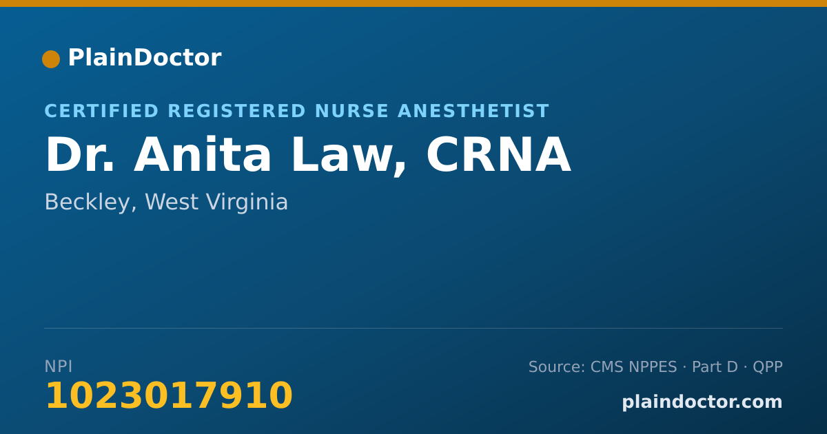 Shareable card for Anita Law, CRNA - Certified Registered Nurse Anesthetist, Beckley, WV