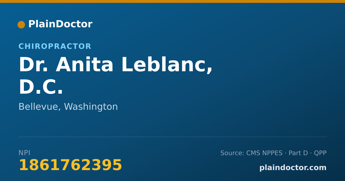 Shareable card for Anita Leblanc, D.C. - Chiropractor, Bellevue, WA