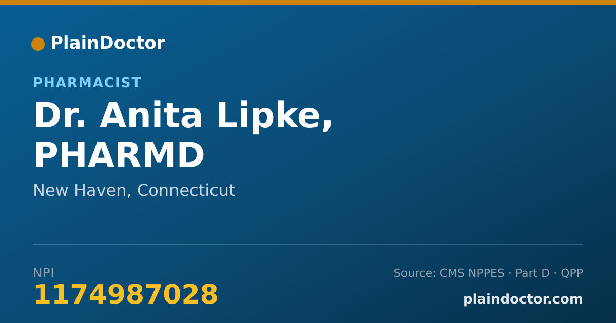 Shareable card for Anita Lipke, PHARMD - Pharmacist, New Haven, CT