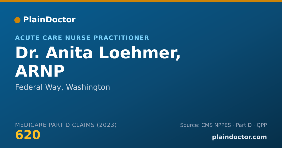 Shareable card for Anita Loehmer, ARNP - Acute Care Nurse Practitioner, Federal Way, WA