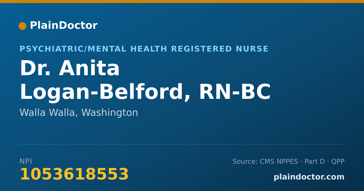 Shareable card for Anita Logan-Belford, RN-BC - Psychiatric/Mental Health Registered Nurse, Walla Walla, WA