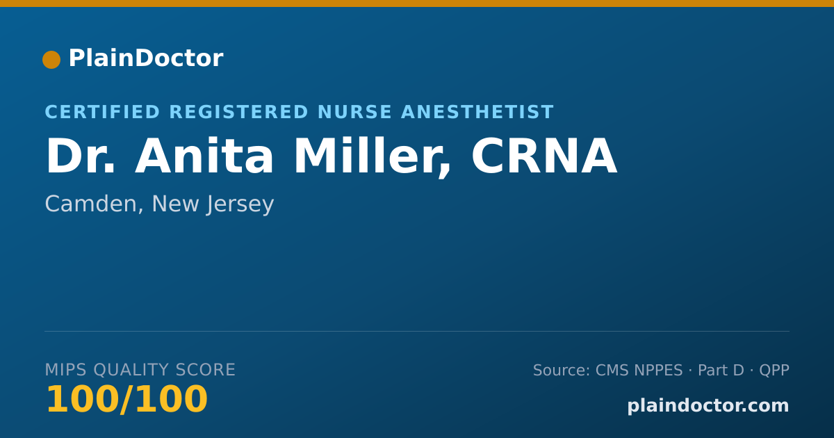 Shareable card for Anita Miller, CRNA - Certified Registered Nurse Anesthetist, Camden, NJ