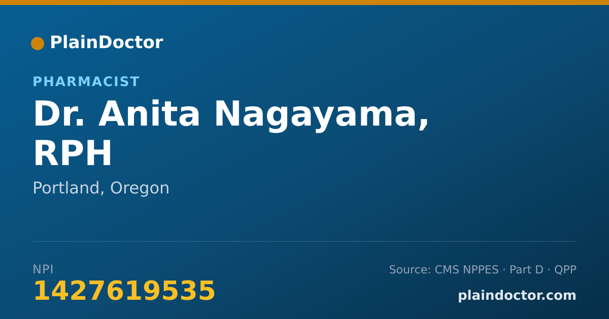 Shareable card for Anita Nagayama, RPH - Pharmacist, Portland, OR