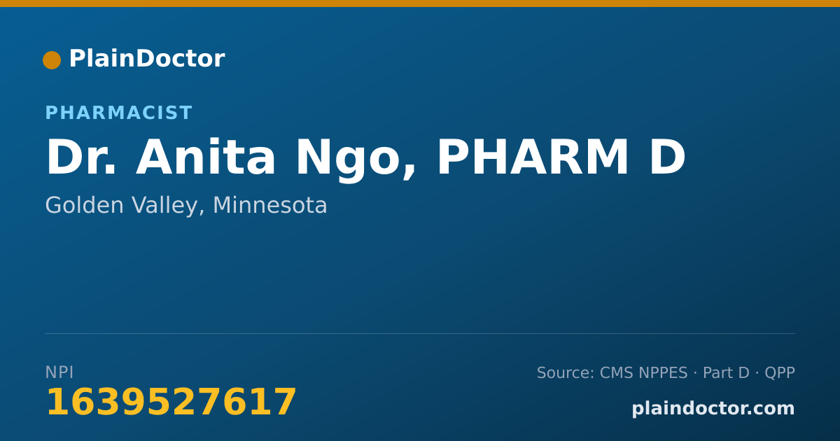 Shareable card for Anita Ngo, PHARM D - Pharmacist, Golden Valley, MN