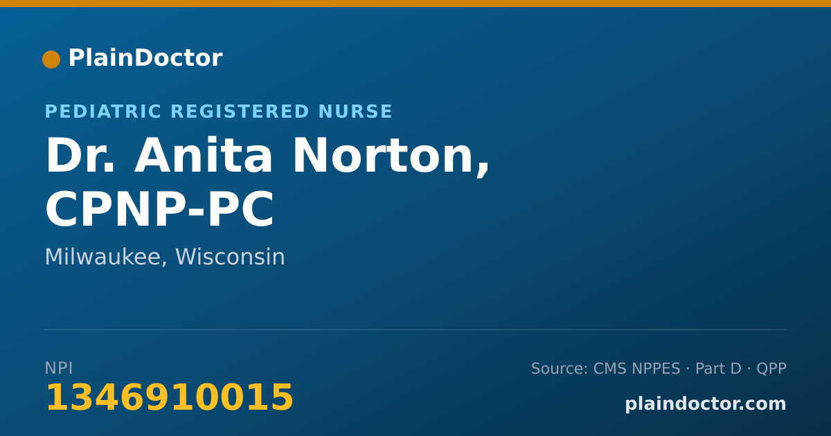 Shareable card for Anita Norton, CPNP-PC - Pediatric Registered Nurse, Milwaukee, WI