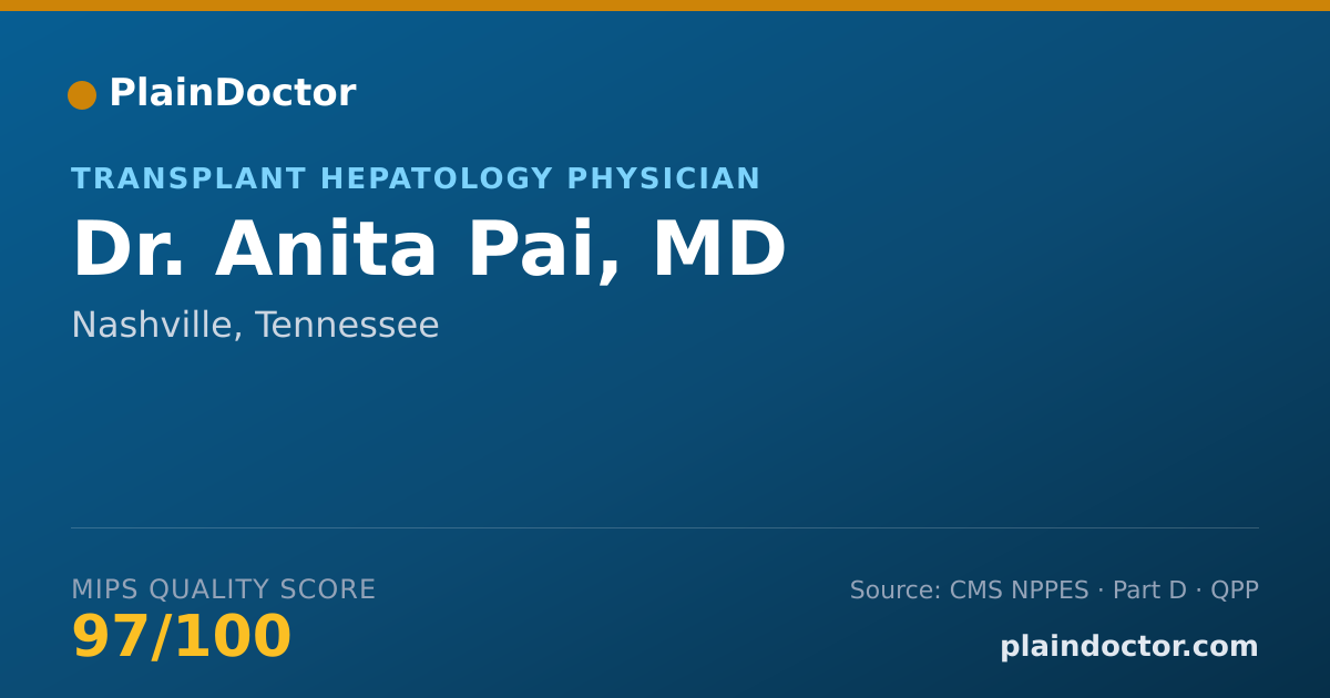 Shareable card for Anita Pai, MD - Transplant Hepatology Physician, Nashville, TN