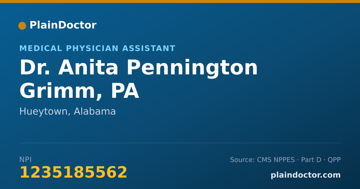 Shareable card for Anita Pennington Grimm, PA - Medical Physician Assistant, Hueytown, AL