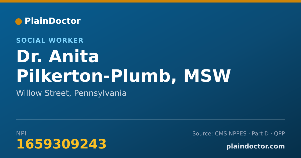 Shareable card for Anita Pilkerton-Plumb, MSW LSW - Social Worker, Willow Street, PA