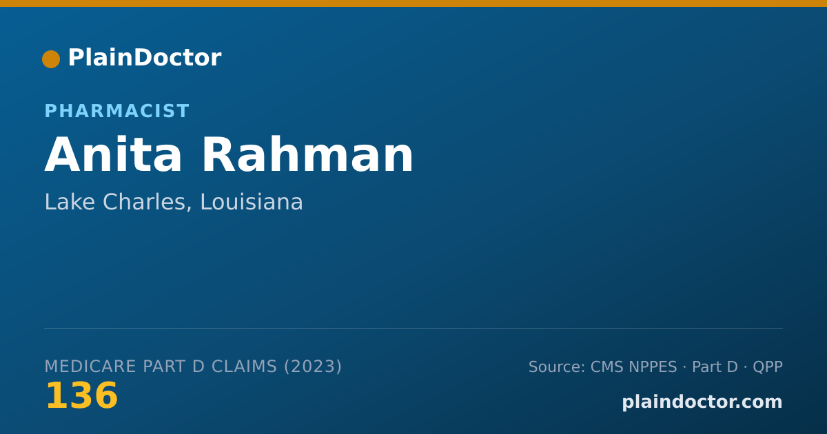 Shareable card for Anita Rahman - Pharmacist, Lake Charles, LA