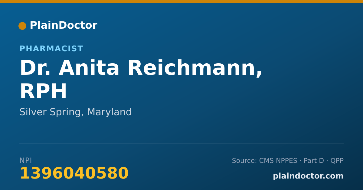 Shareable card for Anita Reichmann, RPH - Pharmacist, Silver Spring, MD