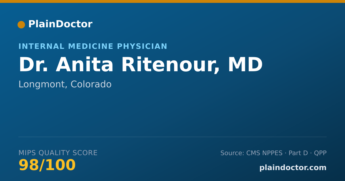 Shareable card for Anita Ritenour, MD - Internal Medicine Physician, Longmont, CO
