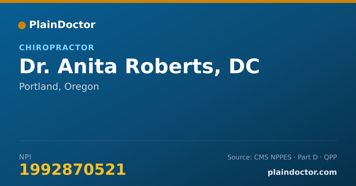 Shareable card for Anita Roberts, DC - Chiropractor, Portland, OR