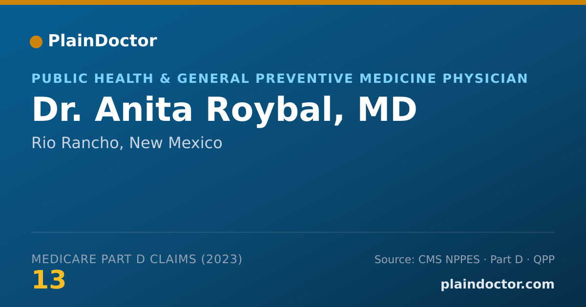 Shareable card for Anita Roybal, MD - Public Health & General Preventive Medicine Physician, Rio Rancho, NM