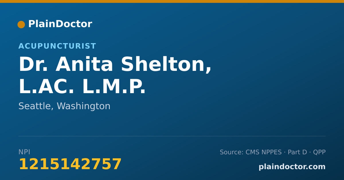 Shareable card for Anita Shelton, L.AC.   L.M.P. - Acupuncturist, Seattle, WA