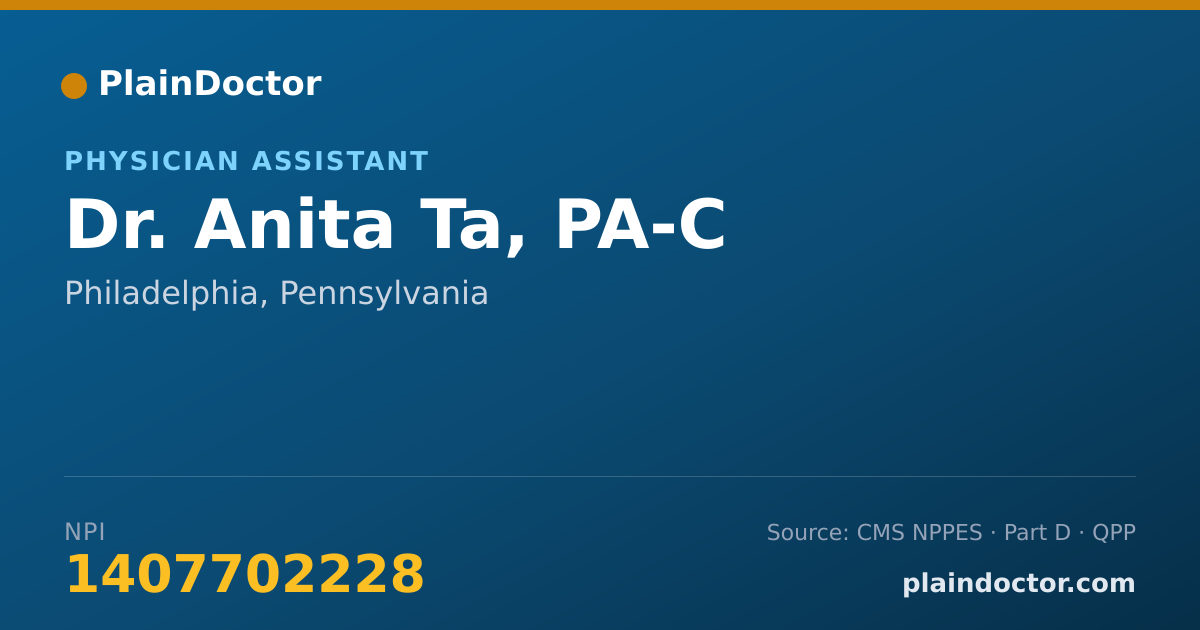 Shareable card for Anita Ta, PA-C - Physician Assistant, Philadelphia, PA