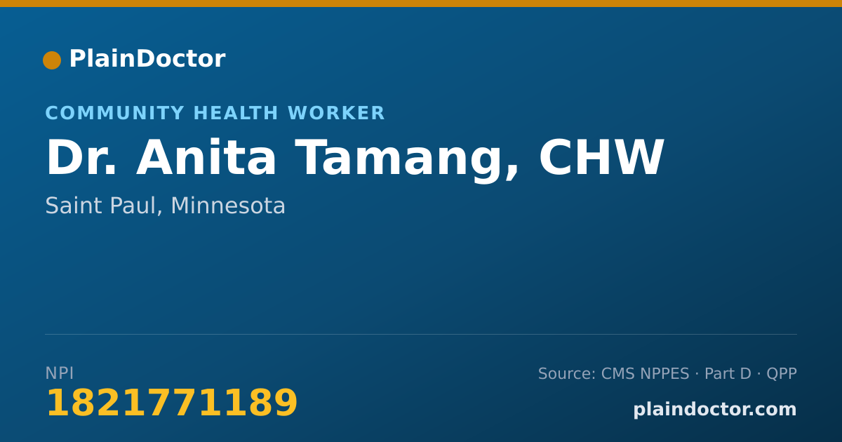 Shareable card for Anita Tamang, CHW - Community Health Worker, Saint Paul, MN