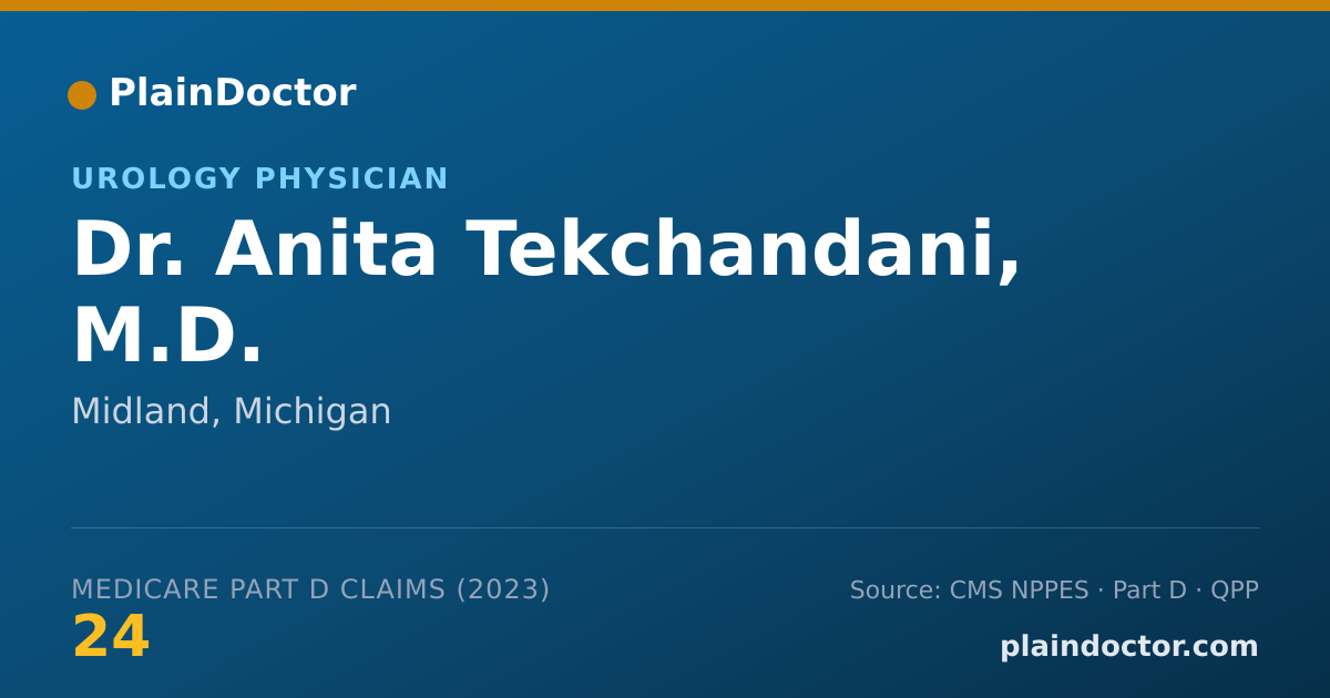 Shareable card for Anita Tekchandani, M.D. - Urology Physician, Midland, MI