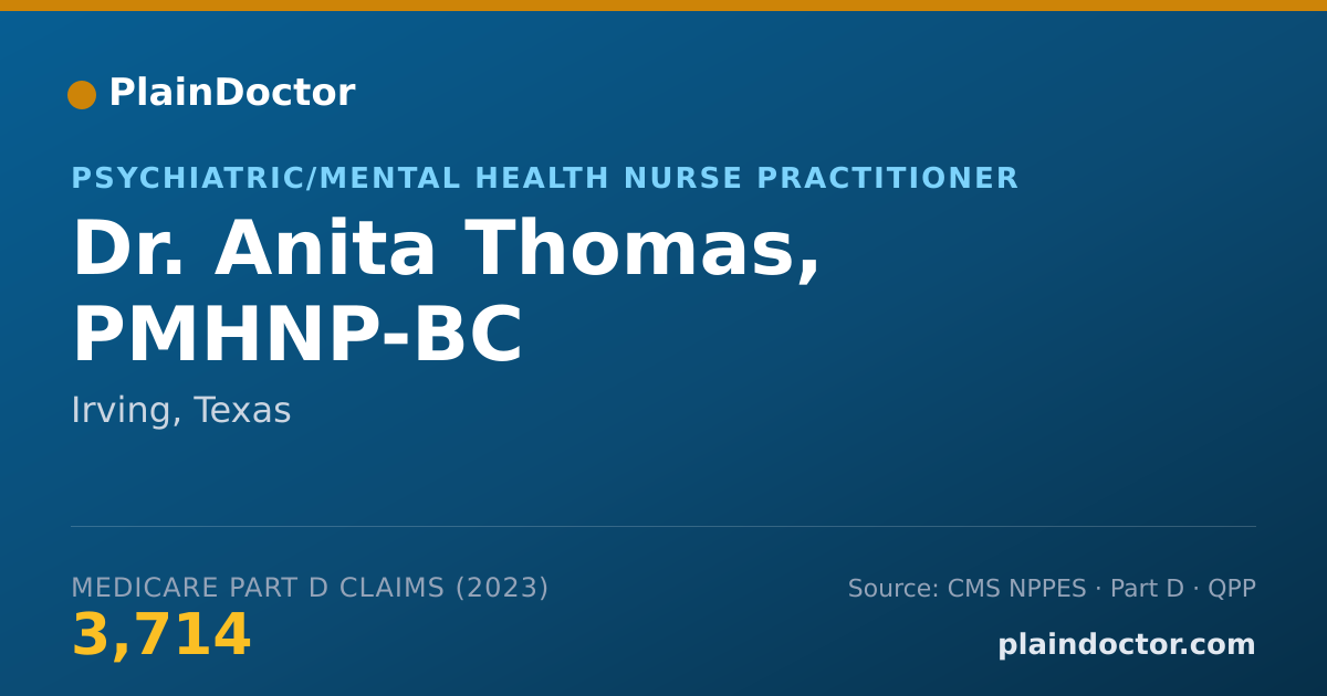 Shareable card for Anita Thomas, PMHNP-BC - Psychiatric/Mental Health Nurse Practitioner, Irving, TX