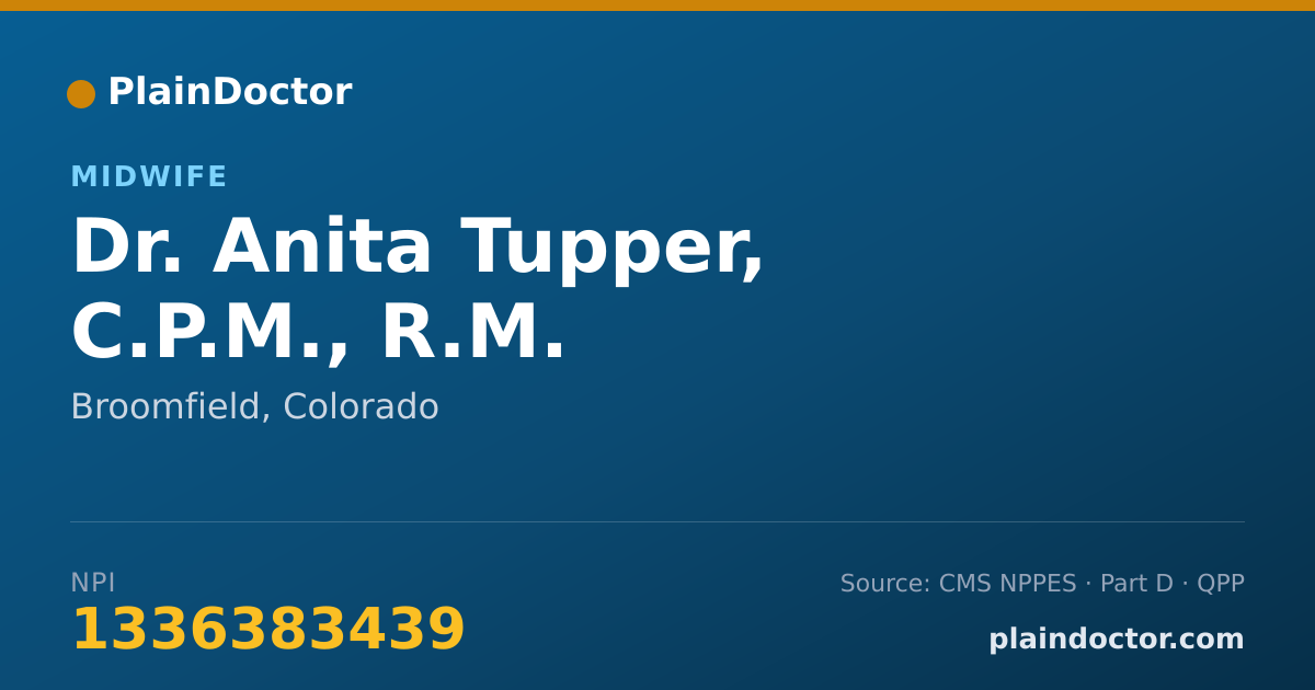 Shareable card for Anita Tupper, C.P.M., R.M. - Midwife, Broomfield, CO