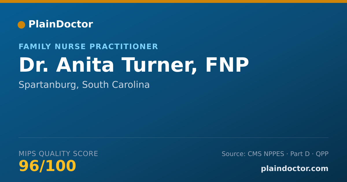 Shareable card for Anita Turner, FNP - Family Nurse Practitioner, Spartanburg, SC