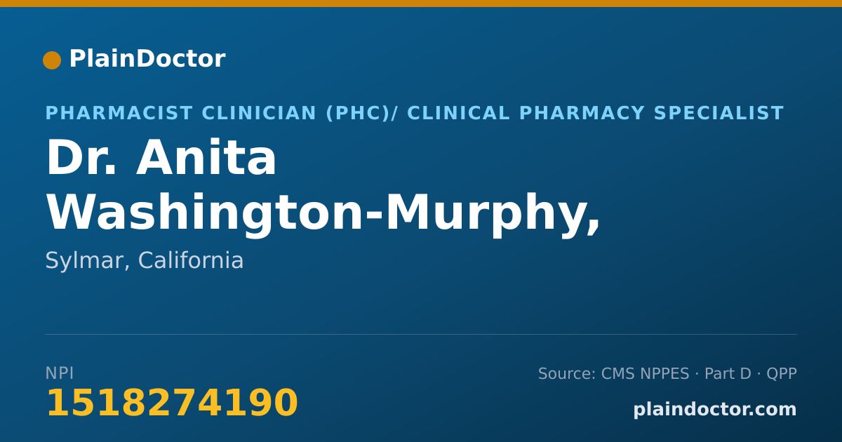 Shareable card for Anita Washington-Murphy, PHRAM.D. - Pharmacist Clinician (PhC)/ Clinical Pharmacy Specialist, Sylmar, CA