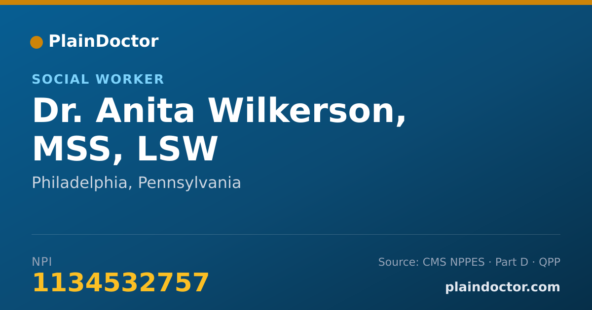 Shareable card for Anita Wilkerson, MSS, LSW - Social Worker, Philadelphia, PA