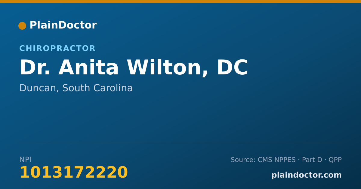 Shareable card for Anita Wilton, DC - Chiropractor, Duncan, SC