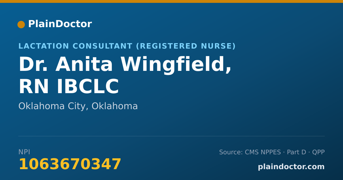 Shareable card for Anita Wingfield, RN IBCLC - Lactation Consultant (Registered Nurse), Oklahoma City, OK