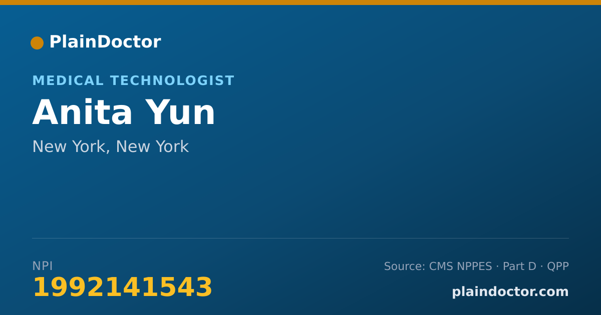 Shareable card for Anita Yun - Medical Technologist, New York, NY